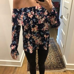 Off the shoulder flower shirt